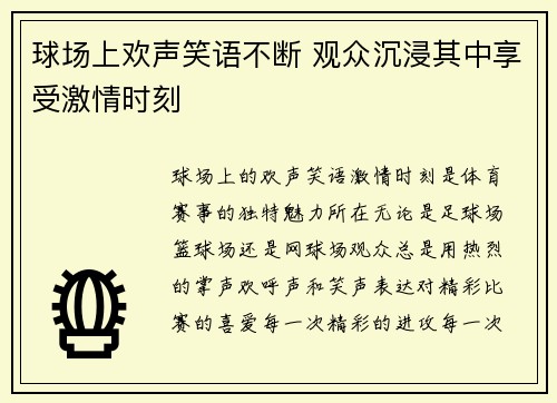 球场上欢声笑语不断 观众沉浸其中享受激情时刻